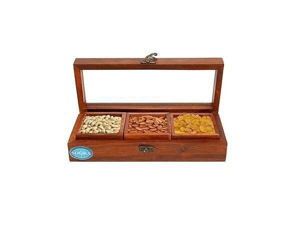 Sogra Premium Wooden Handicraft:- Masala Box {Small}