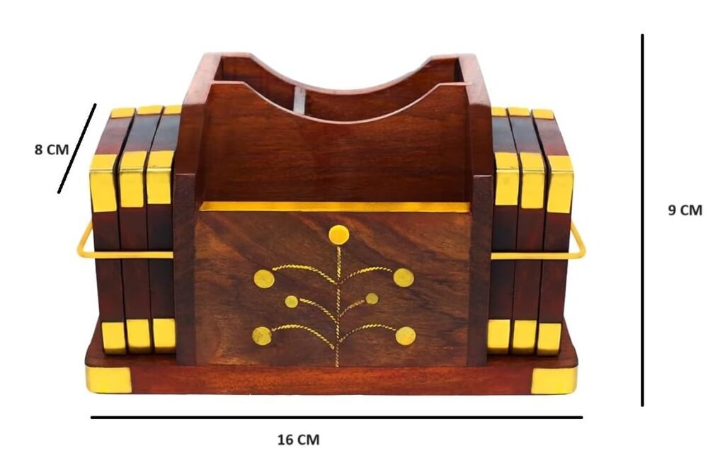 Sogra Premium Wooden Handicrafts :- Wooden Coaster Set