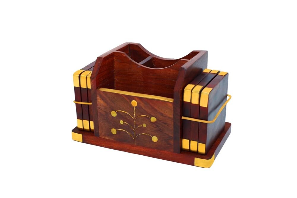 Sogra Premium Wooden Handicrafts :- Wooden Coaster Set