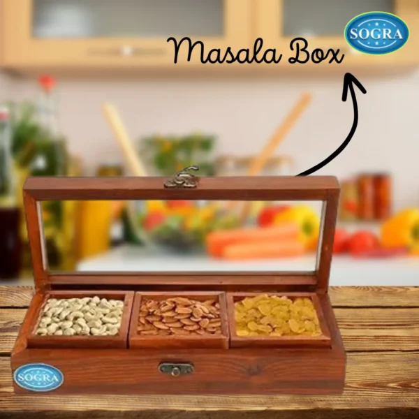 Wooden Handicraft:- Masala Box {Small}