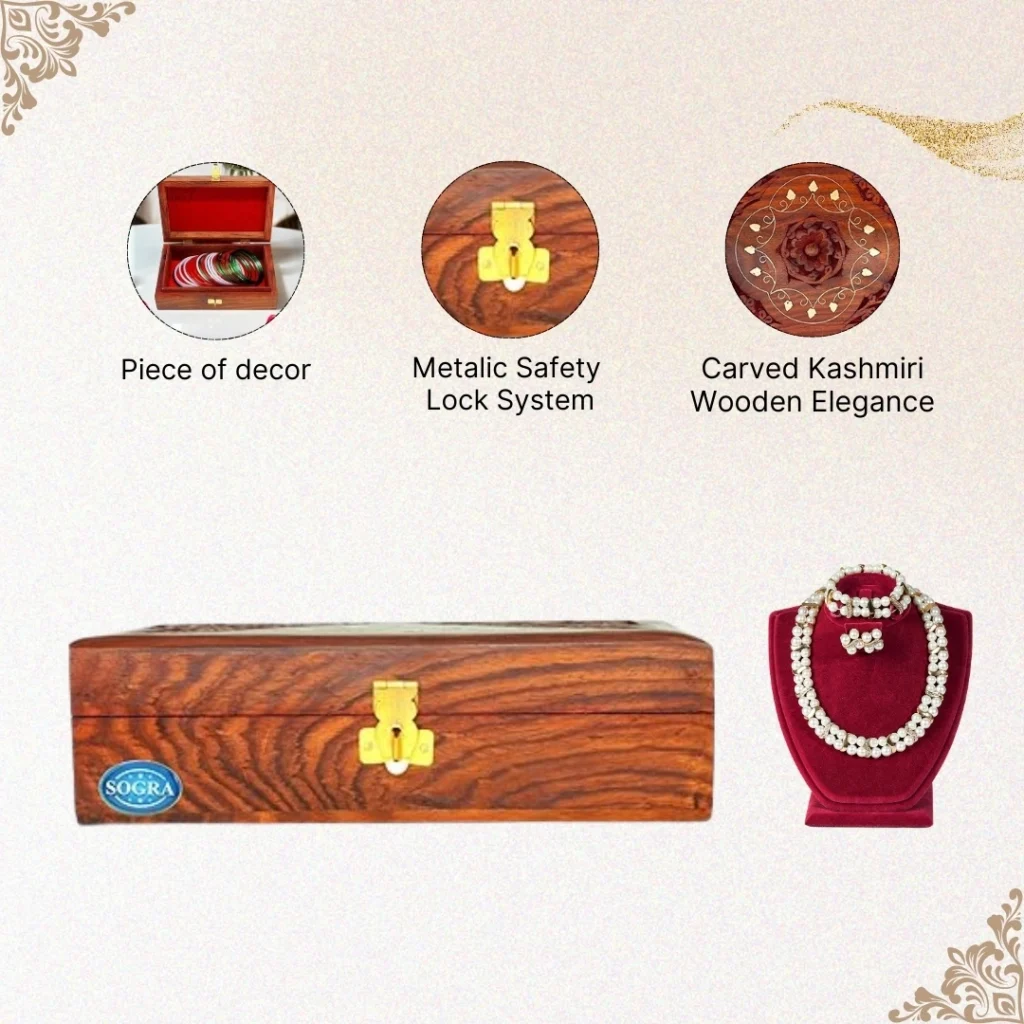 Sogra Premium Wooden Handicraft:-Wooden Jewellery Box {L}